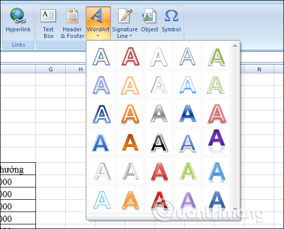 Cách chèn WordArt trong Excel